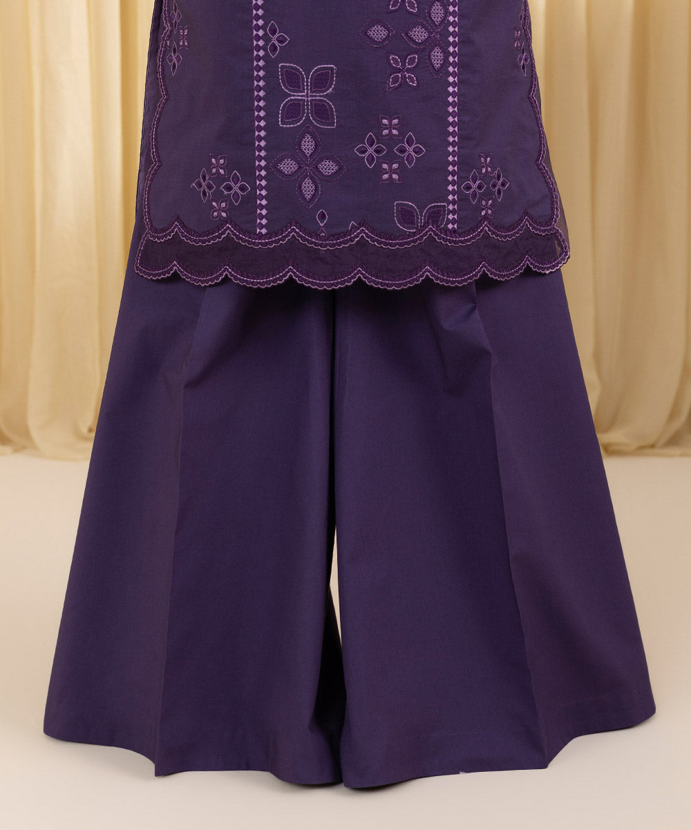 Unstitched Women's Purple Textured Lawn 3 Piece Suit