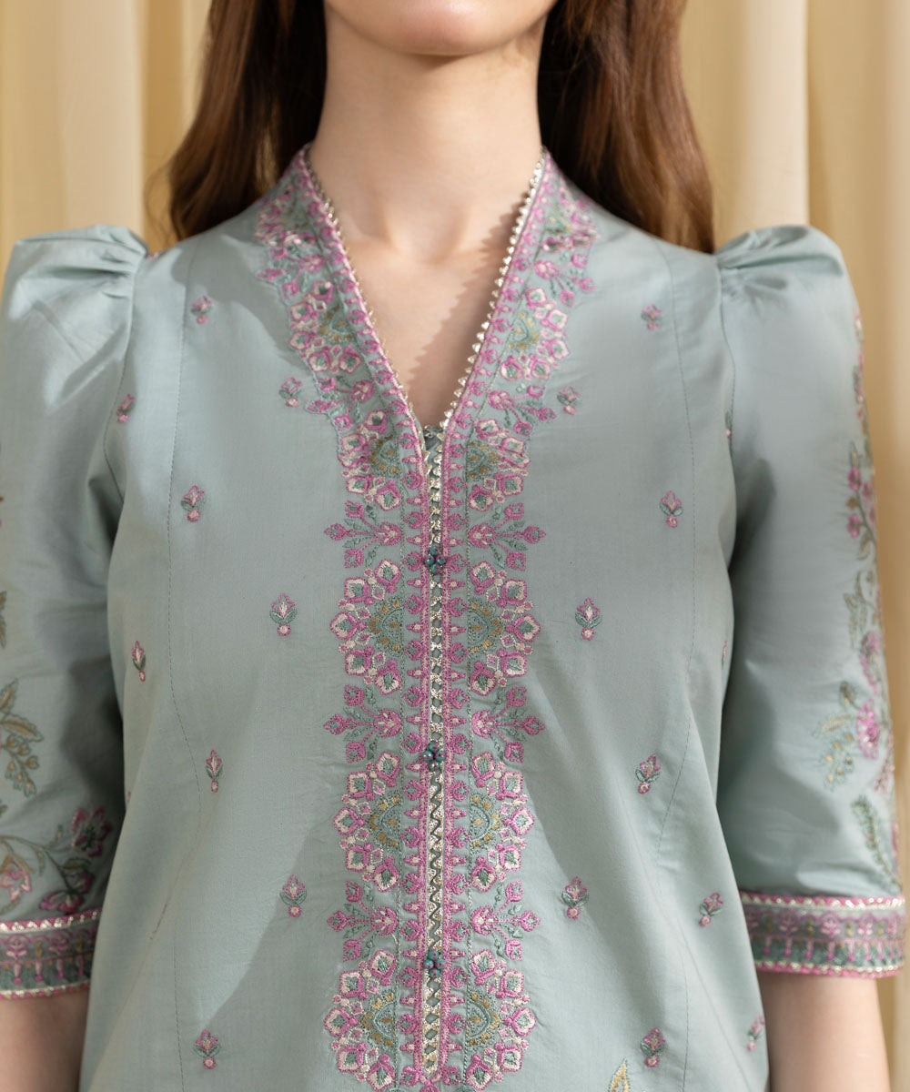 Women's Unstitched Textured Lawn Embroidered Grey 3 Piece Suit