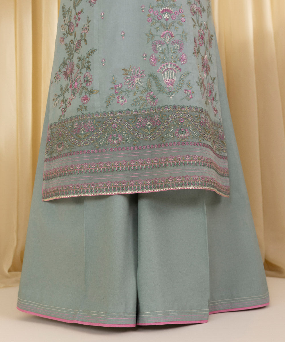 Women's Unstitched Textured Lawn Embroidered Grey 3 Piece Suit