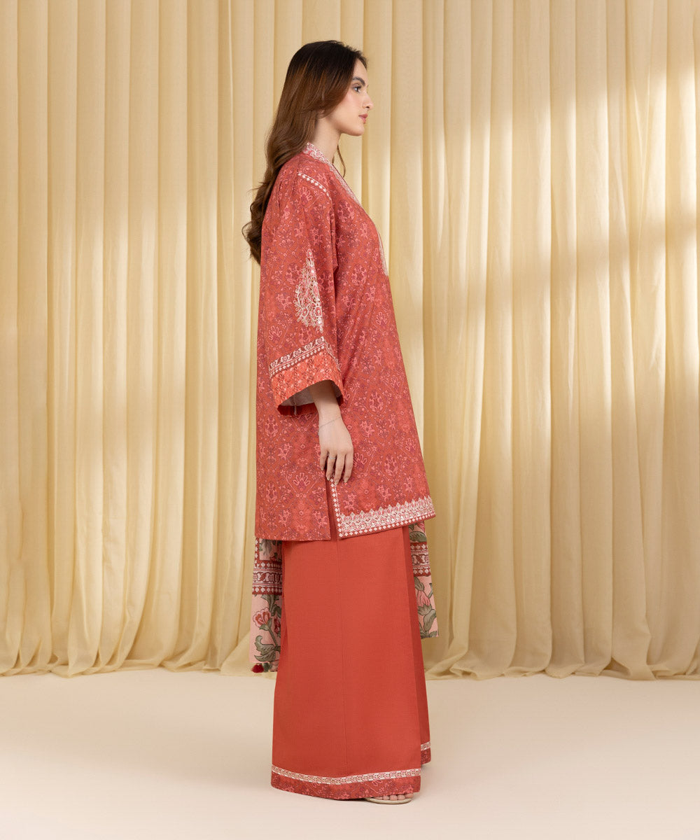 Unstitched Women's Red Lawn 3 Piece Suit