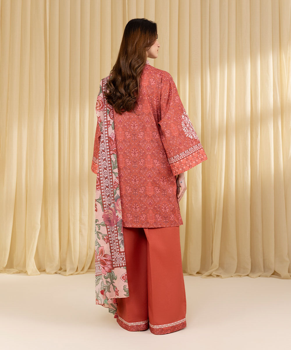 Unstitched Women's Red Lawn 3 Piece Suit