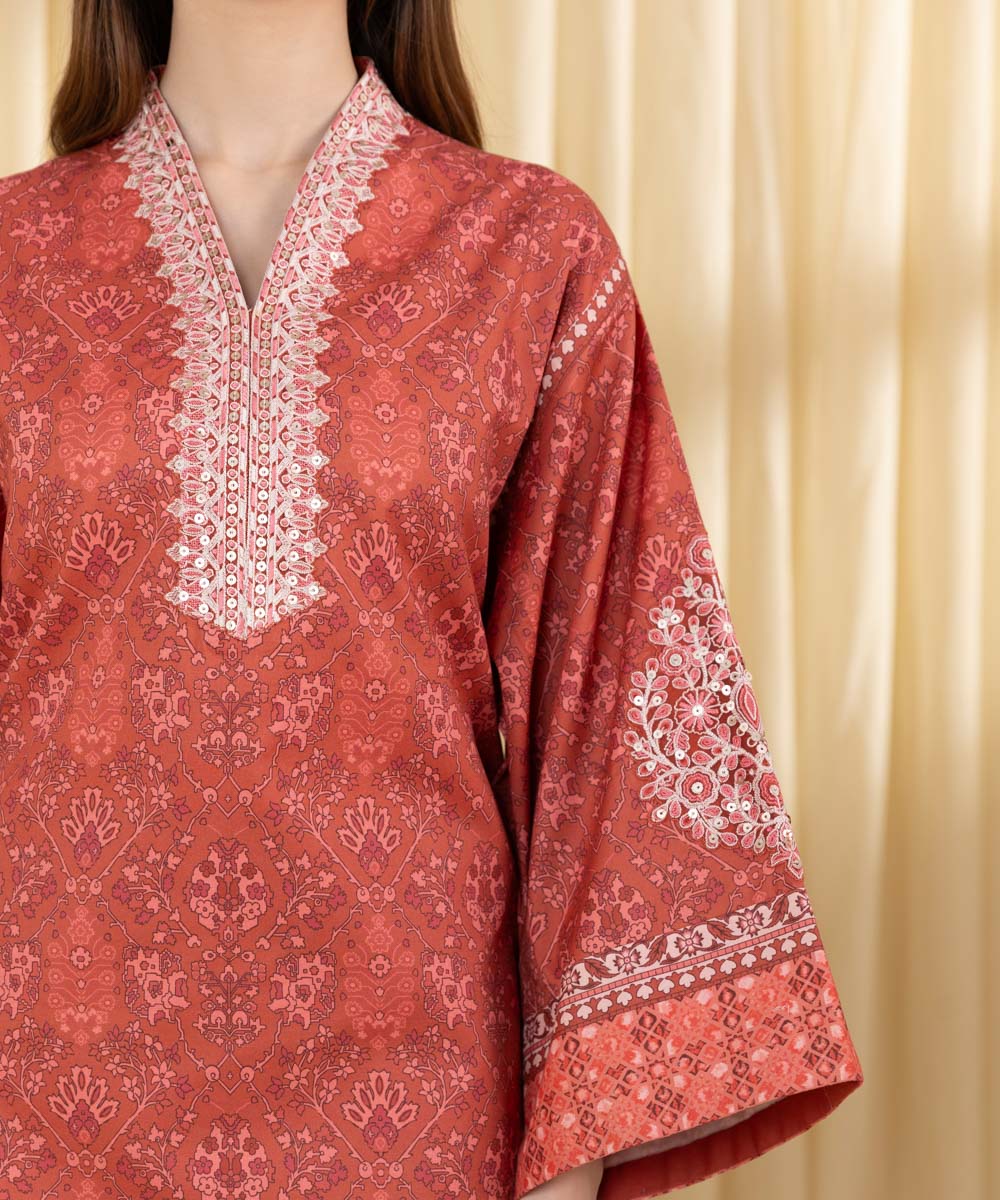 Unstitched Women's Red Lawn 3 Piece Suit