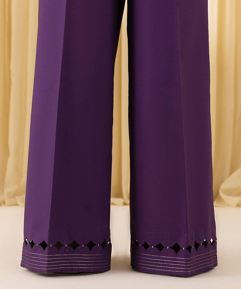 Unstitched Women's Purple Textured Lawn 3 Piece Suit