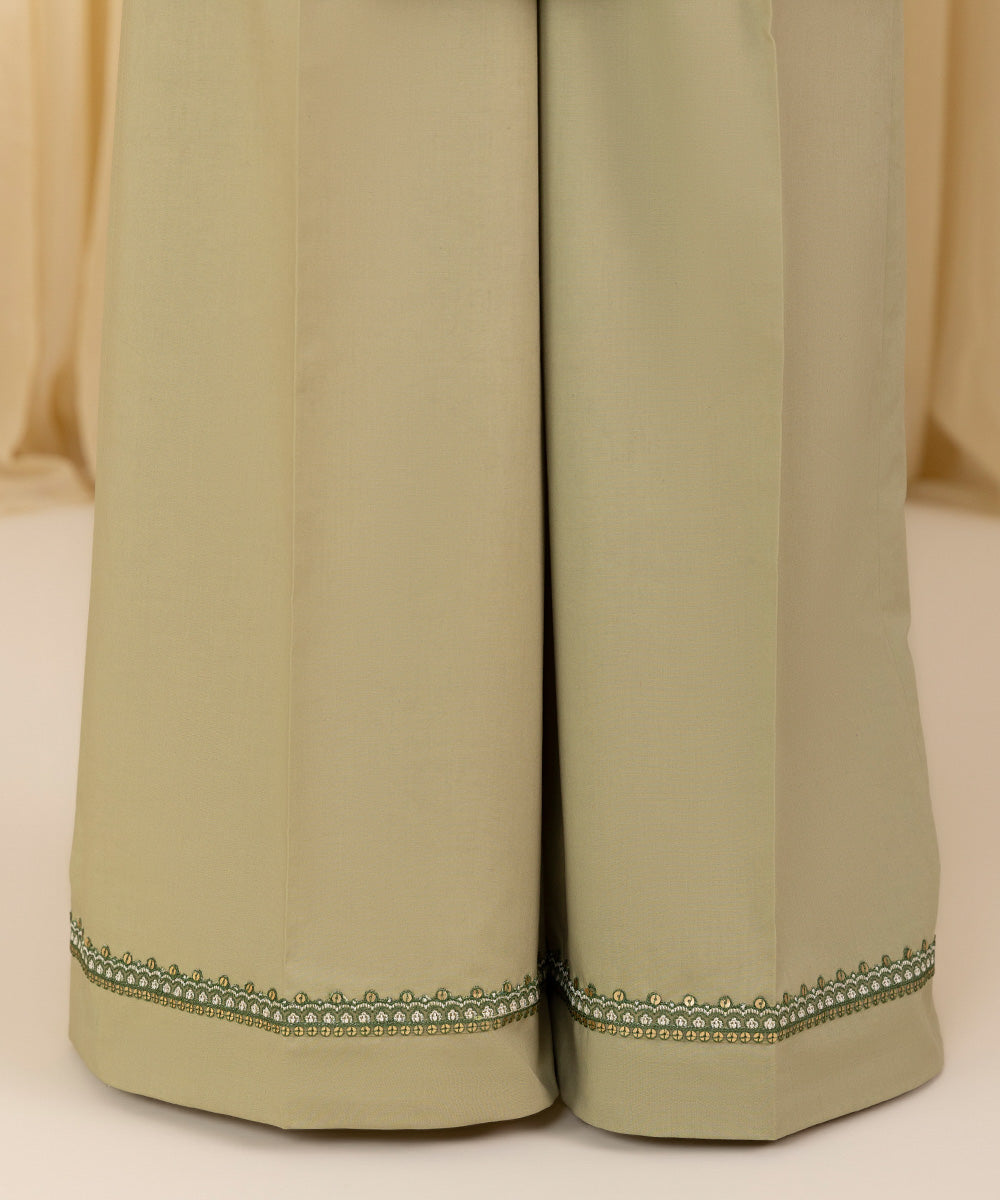 Unstitched Women's Green Lawn 3 Piece Suit