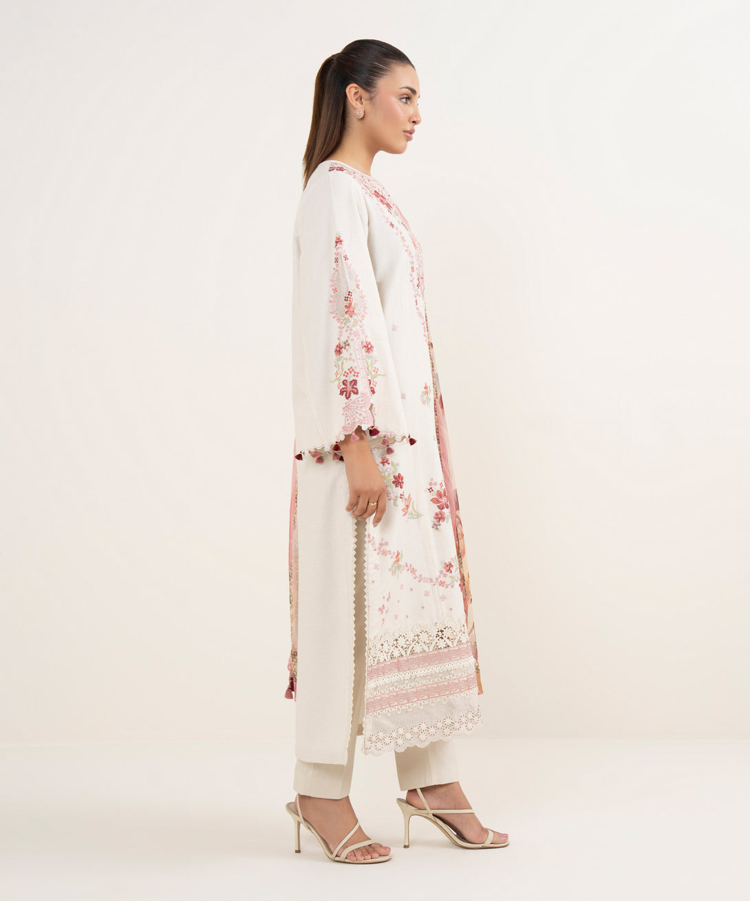 Women's Unstitched Dobby Dyed Three Piece Suit