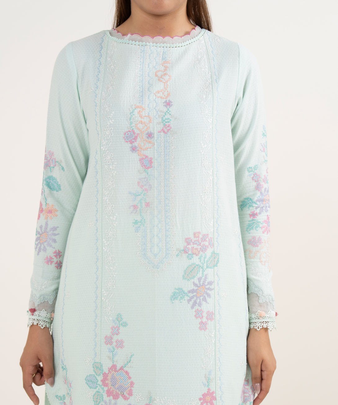 Women's Unstitched Dobby Dyed Three Piece Suit