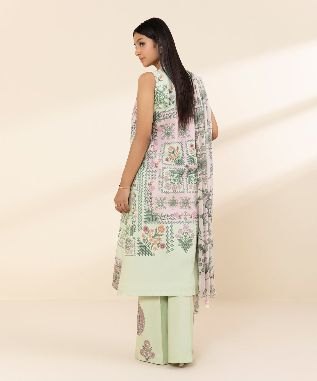 Women's Unstitched Lawn Embroidered Multi 3 Piece Suit