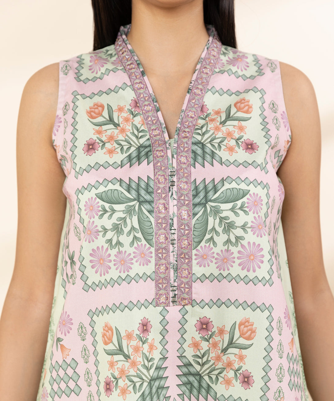 Women's Unstitched Lawn Embroidered Multi 3 Piece Suit