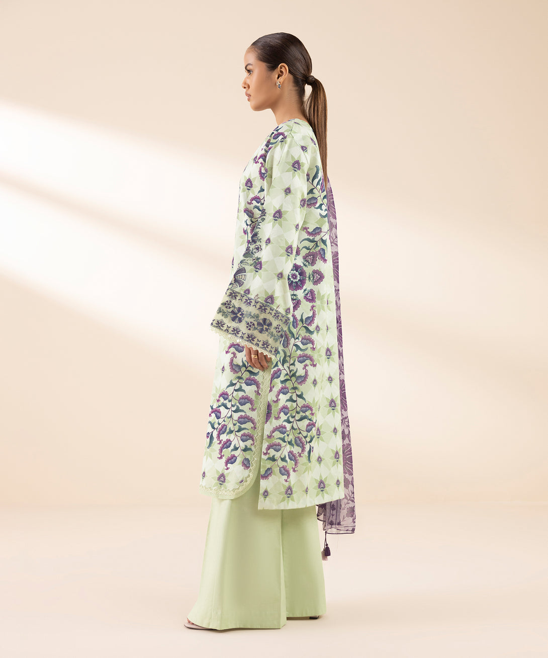 Women's Unstitched Lawn Embroidered Multi 3 Piece Suit