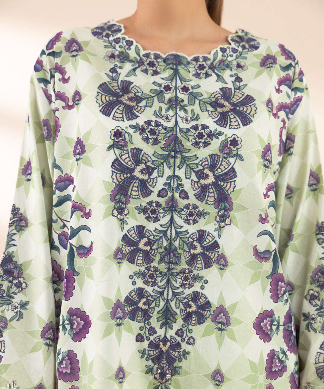 Women's Unstitched Lawn Embroidered Multi 3 Piece Suit