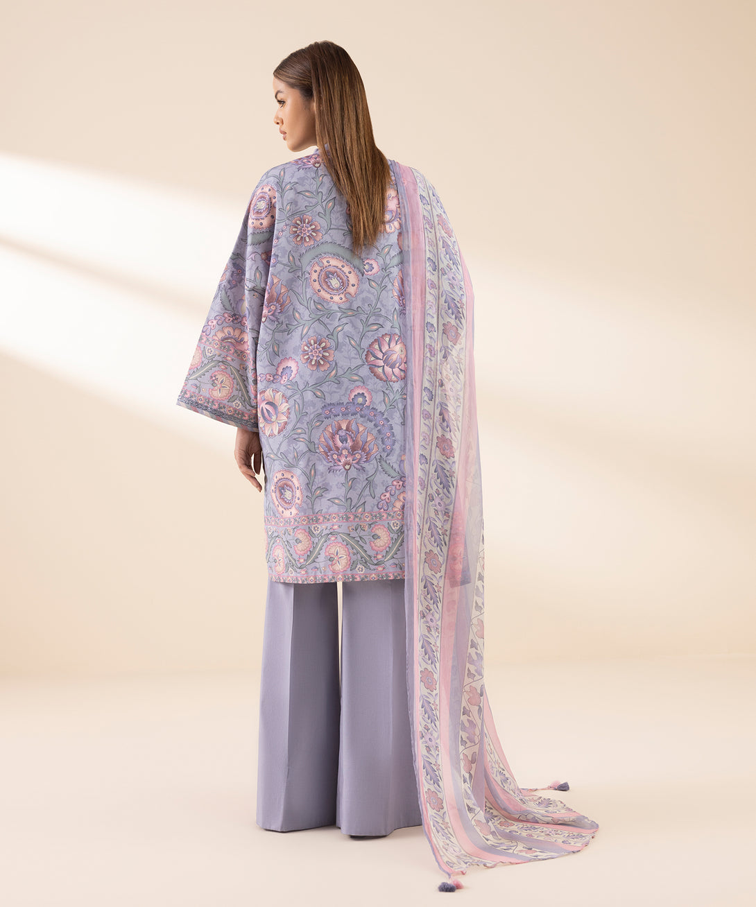 Women's Unstitched Lawn Embroidered Grey 3 Piece Suit