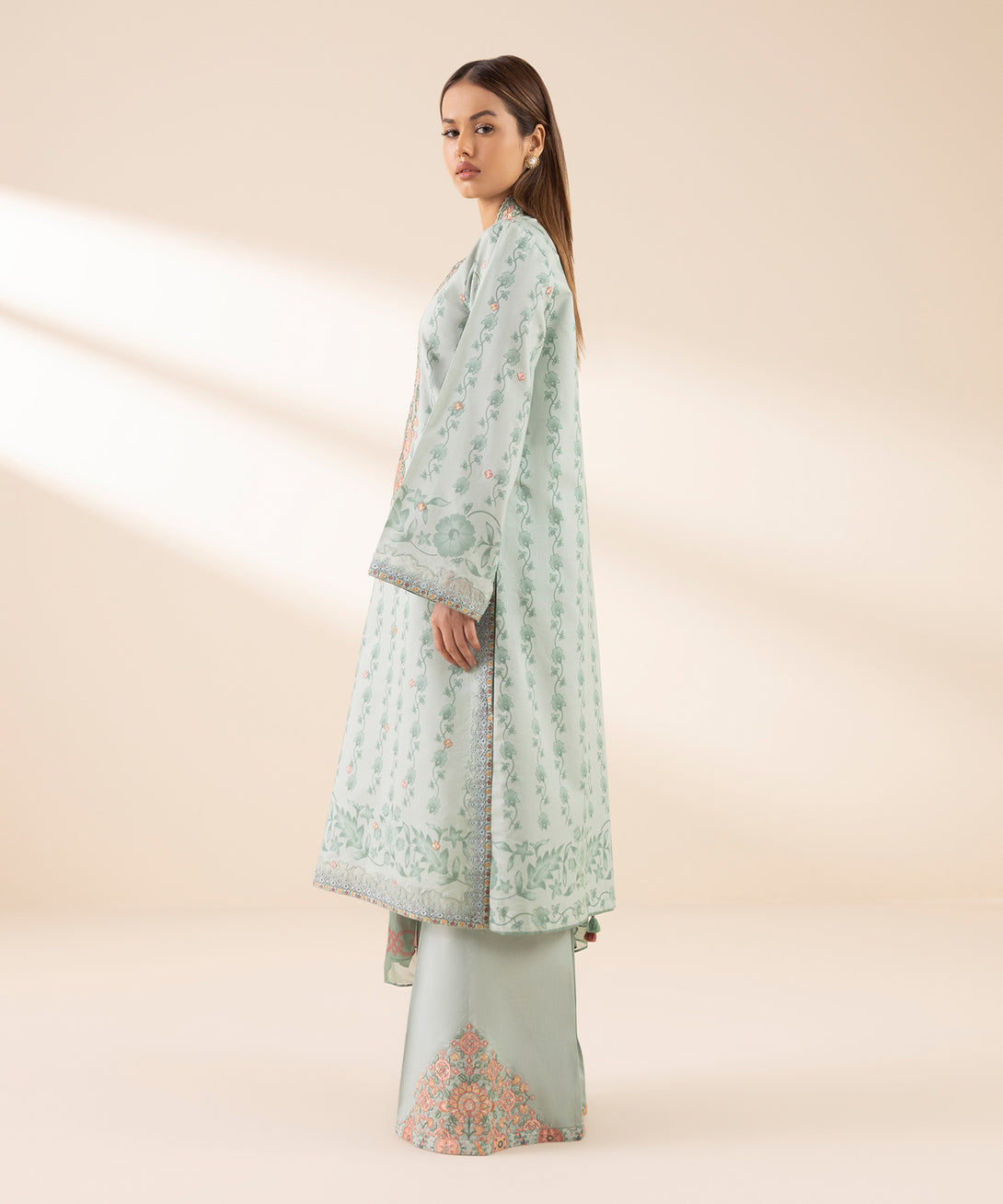 Women's Unstitched Lawn Embroidered Grey 3 Piece Suit