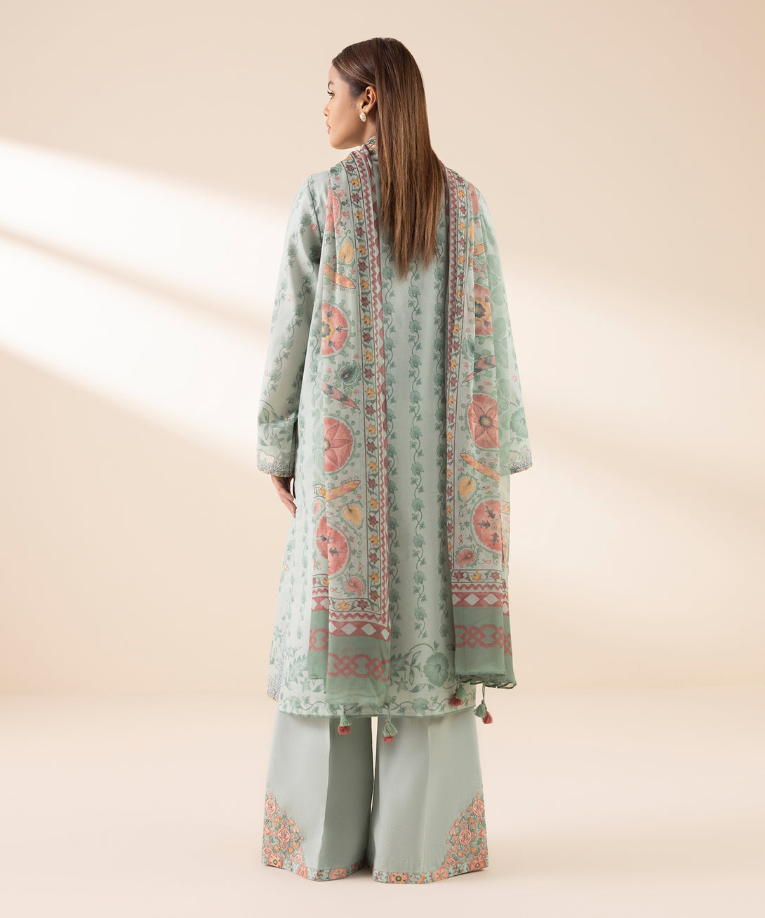 Women's Unstitched Lawn Embroidered Grey 3 Piece Suit