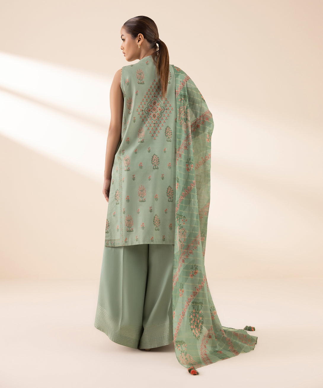 Women's Unstitched Zari Lawn Embroidered Grey 3 Piece Suit