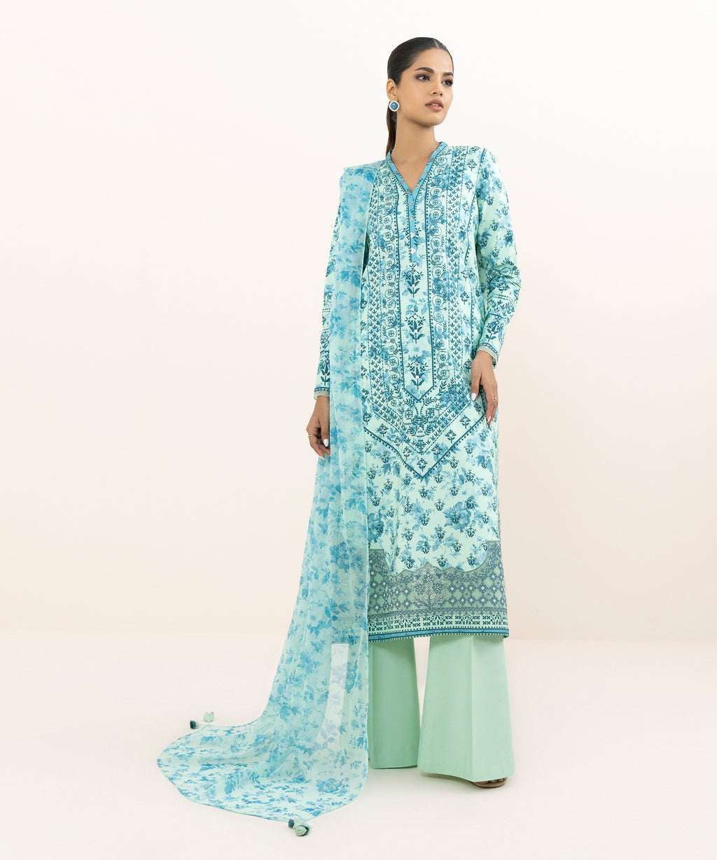3 Piece - Embroidered Cotton Viscose Suit