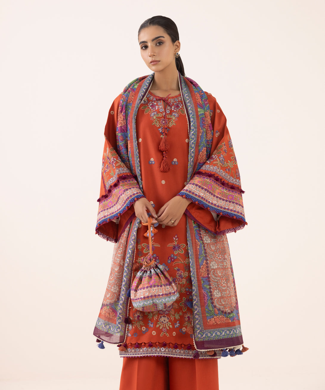 Women's Unstitched Light Cotton Satin Dyed Three Piece Suit