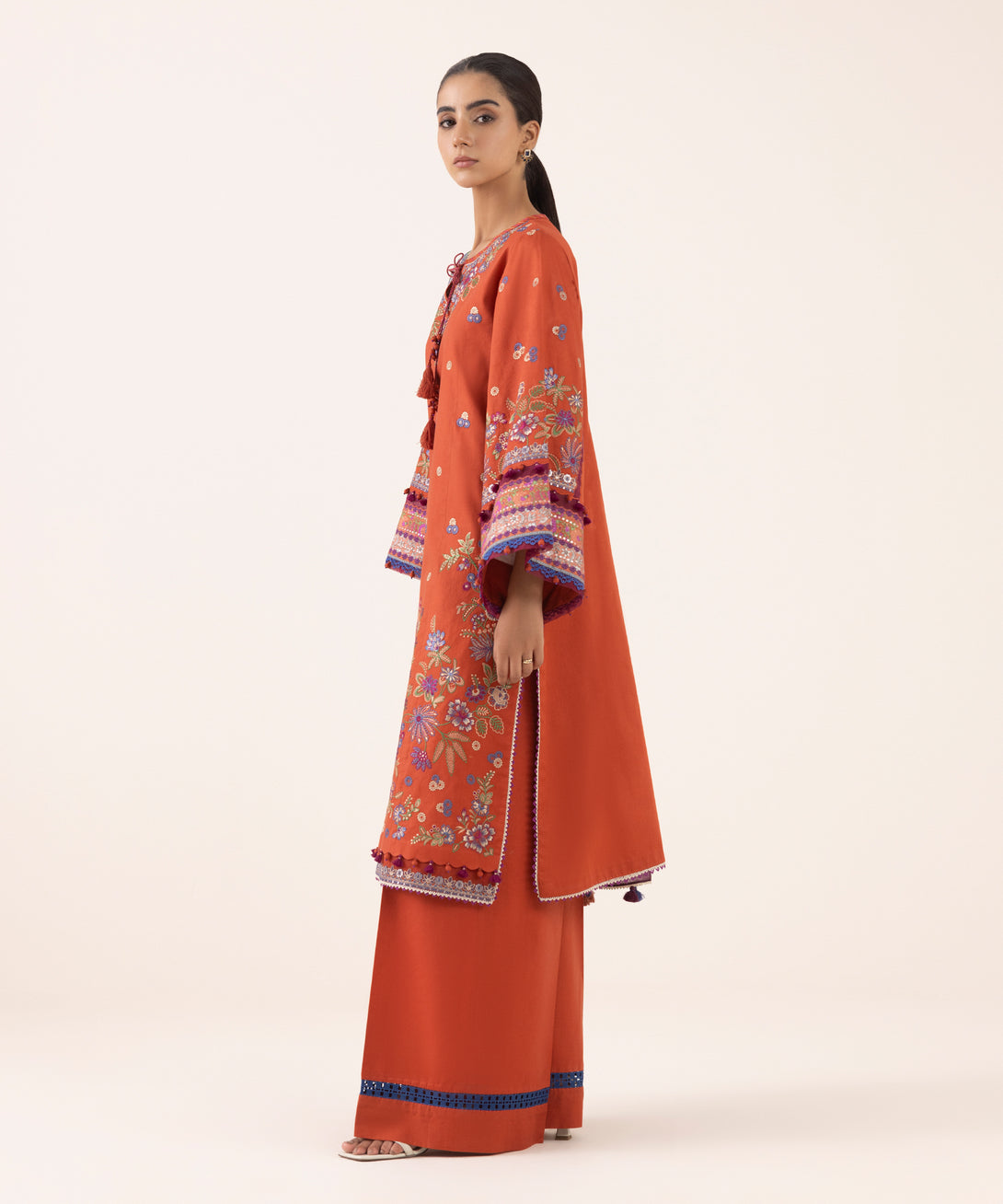 Women's Unstitched Light Cotton Satin Dyed Three Piece Suit