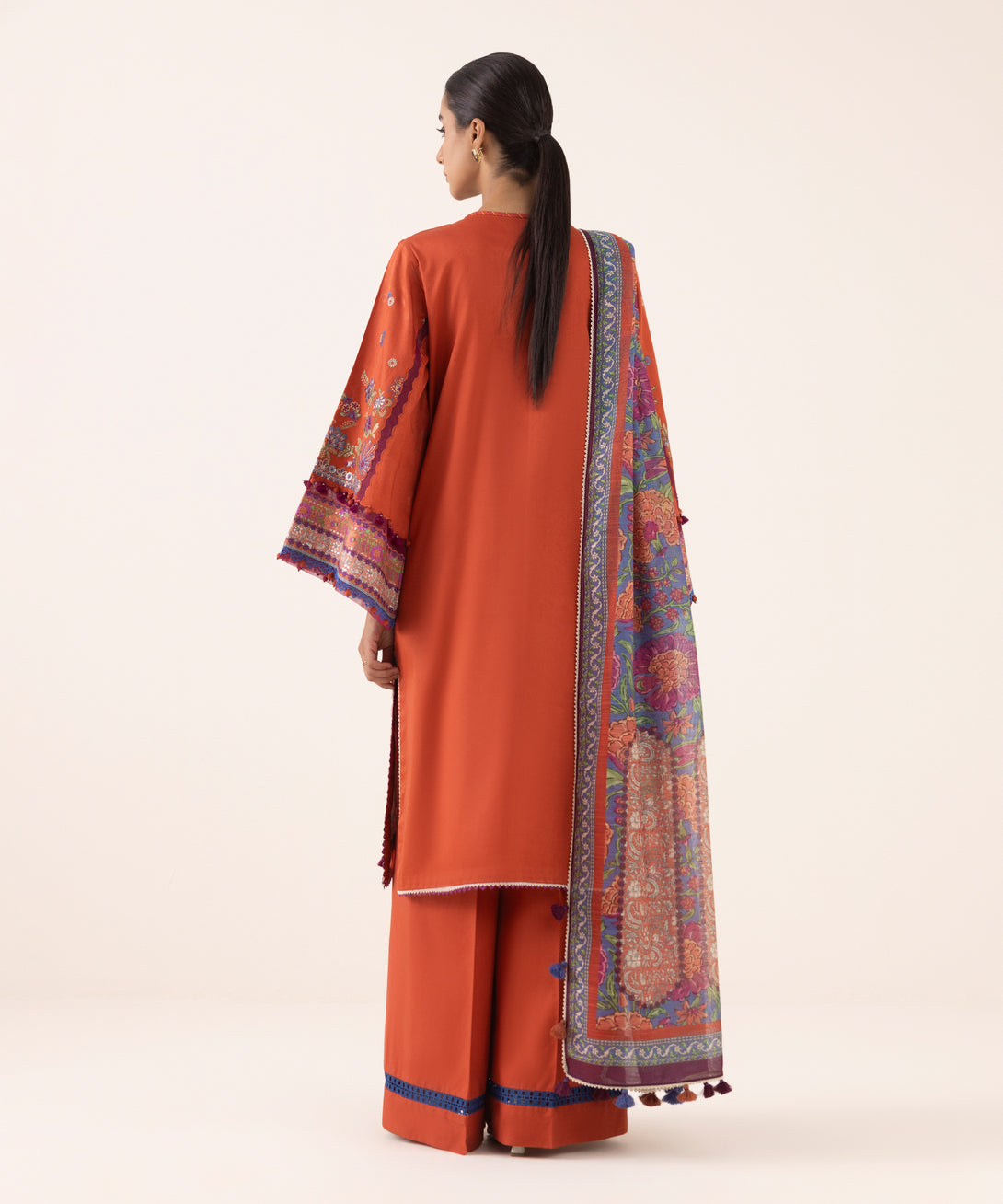 Women's Unstitched Light Cotton Satin Dyed Three Piece Suit