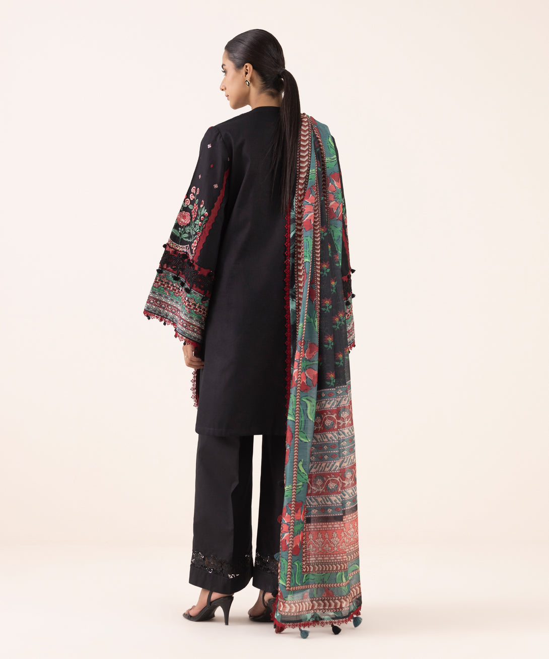 Women's Unstitched Light Cotton Satin Dyed Three Piece Suit