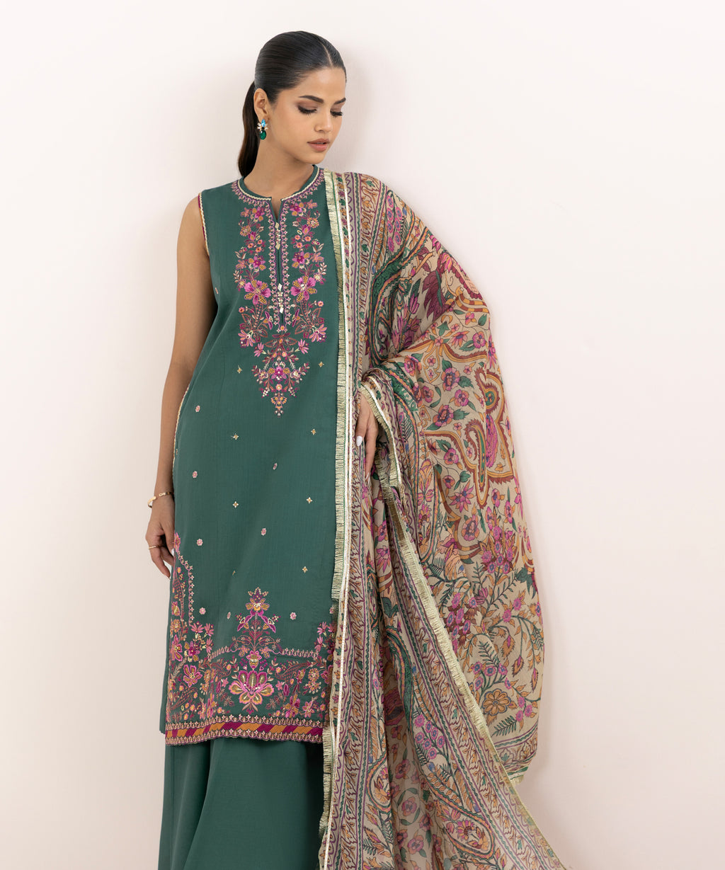 Women's Unstitched Cross Hatch Dyed Three Piece Suit