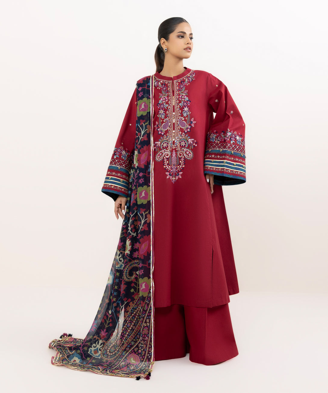 Women's Unstitched Cross Hatch Dyed Three Piece Suit