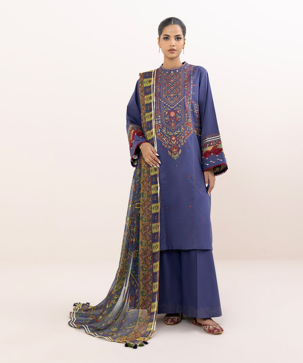 Women's Unstitched Cross Hatch Dyed Three Piece Suit