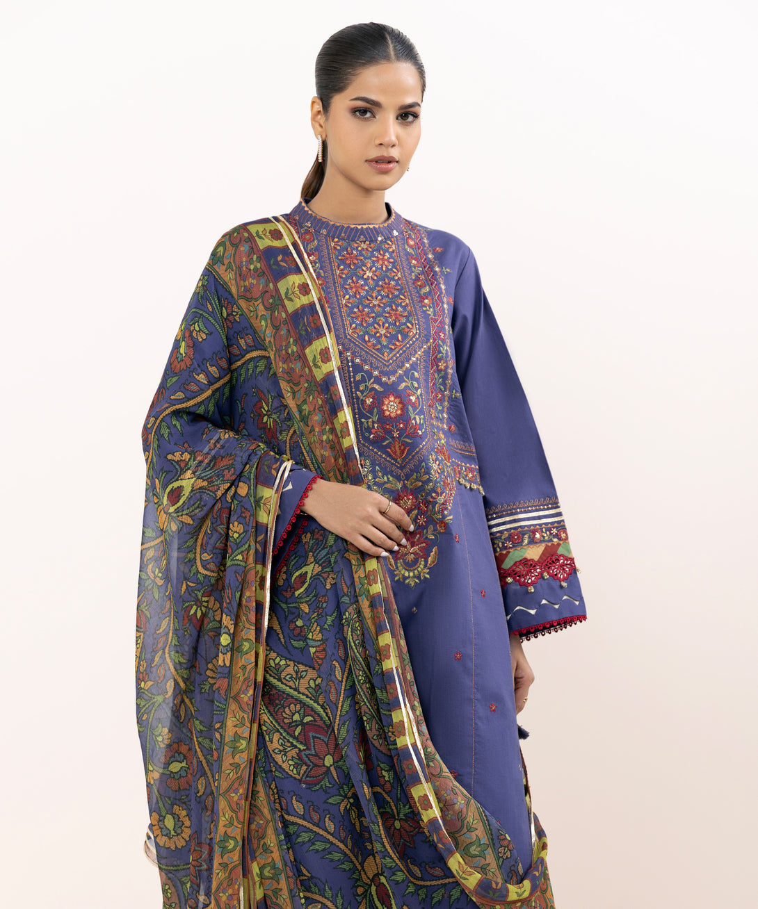 Women's Unstitched Cross Hatch Dyed Three Piece Suit