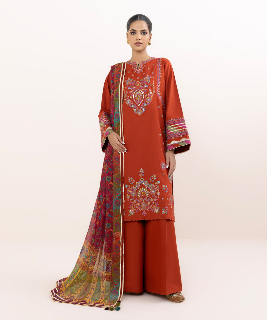 Women's Unstitched Cross Hatch Dyed Three Piece Suit