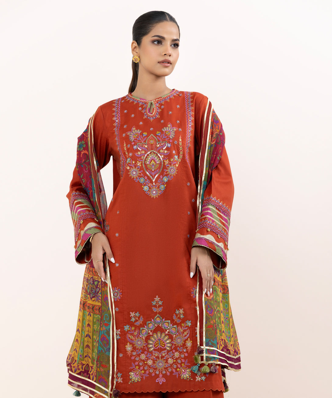 Women's Unstitched Cross Hatch Dyed Three Piece Suit