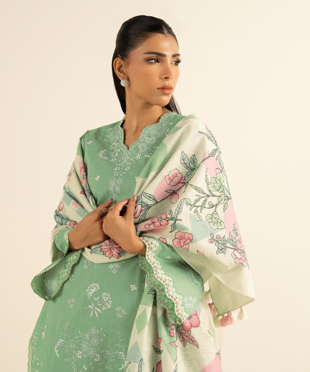 3 Piece - Embroidered Crosshatch Suit