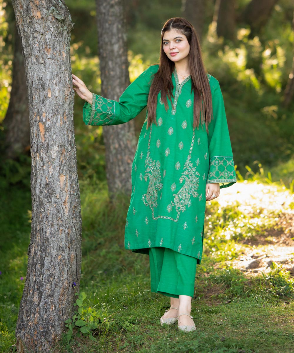 3 Piece - Embroidered Light Khaddar Suit