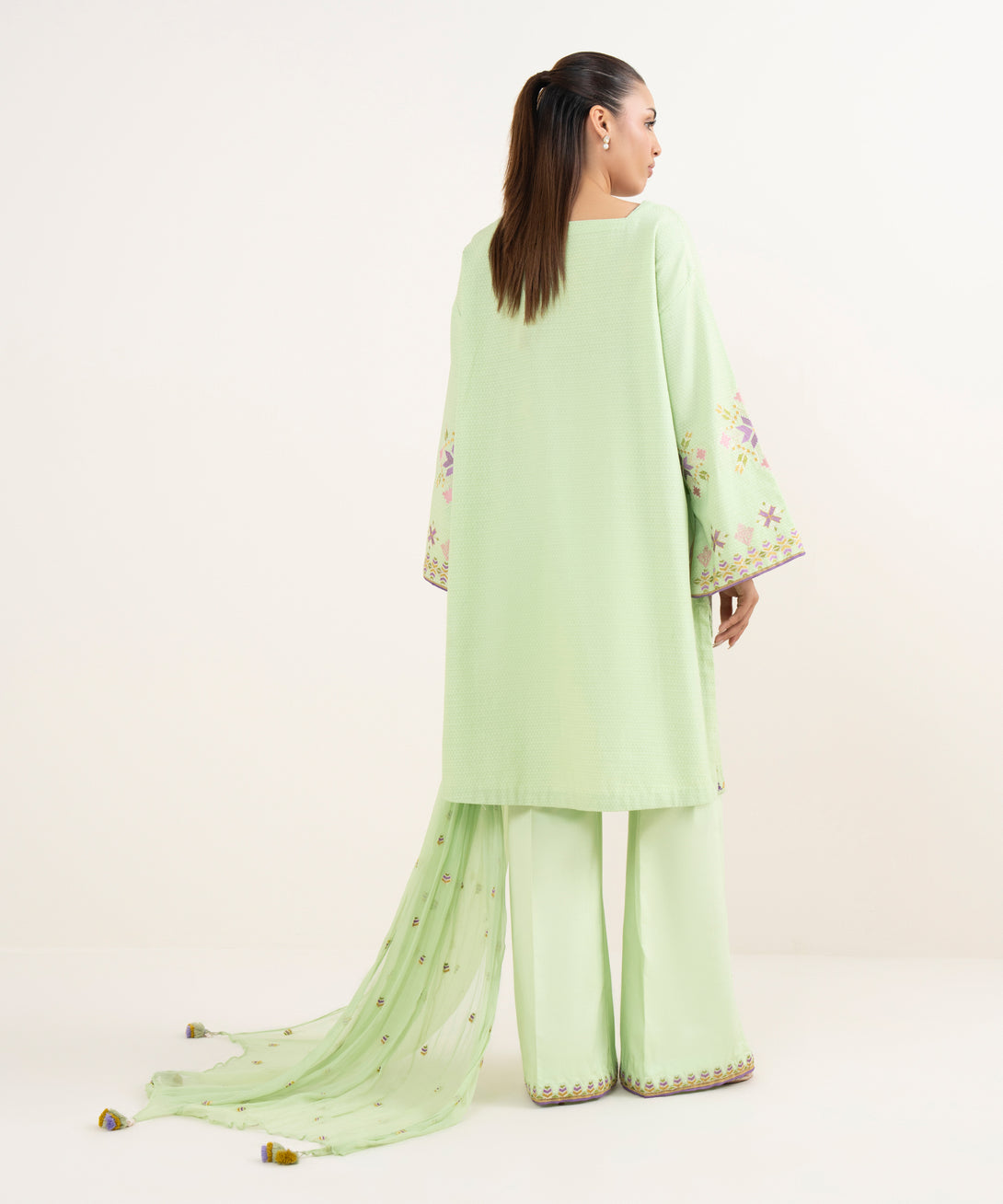 Women's Unstitched Dobby Dyed Three Piece Suit