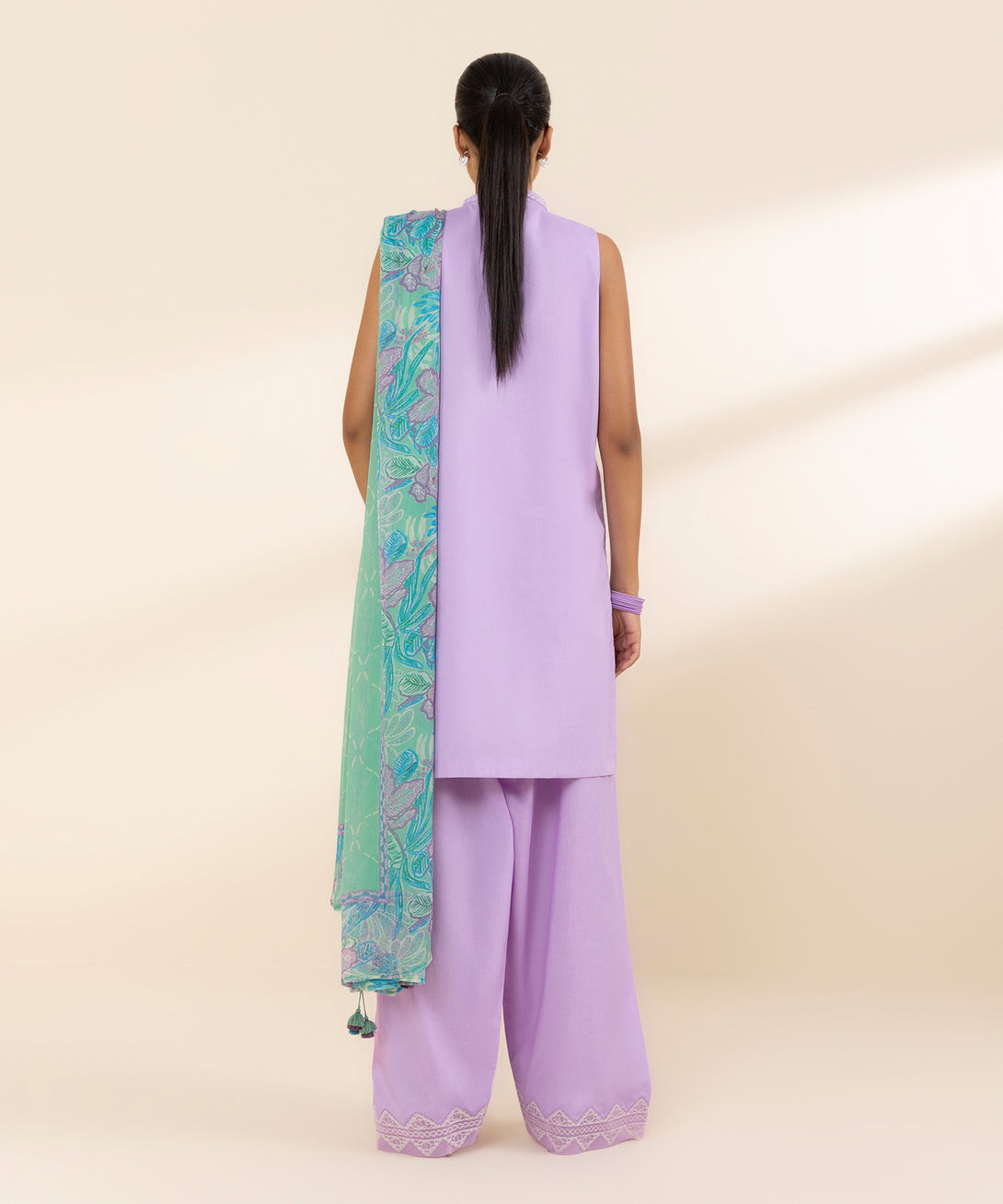 Women's Unstitched Lawn Embroidered Purple 3 Piece Suit