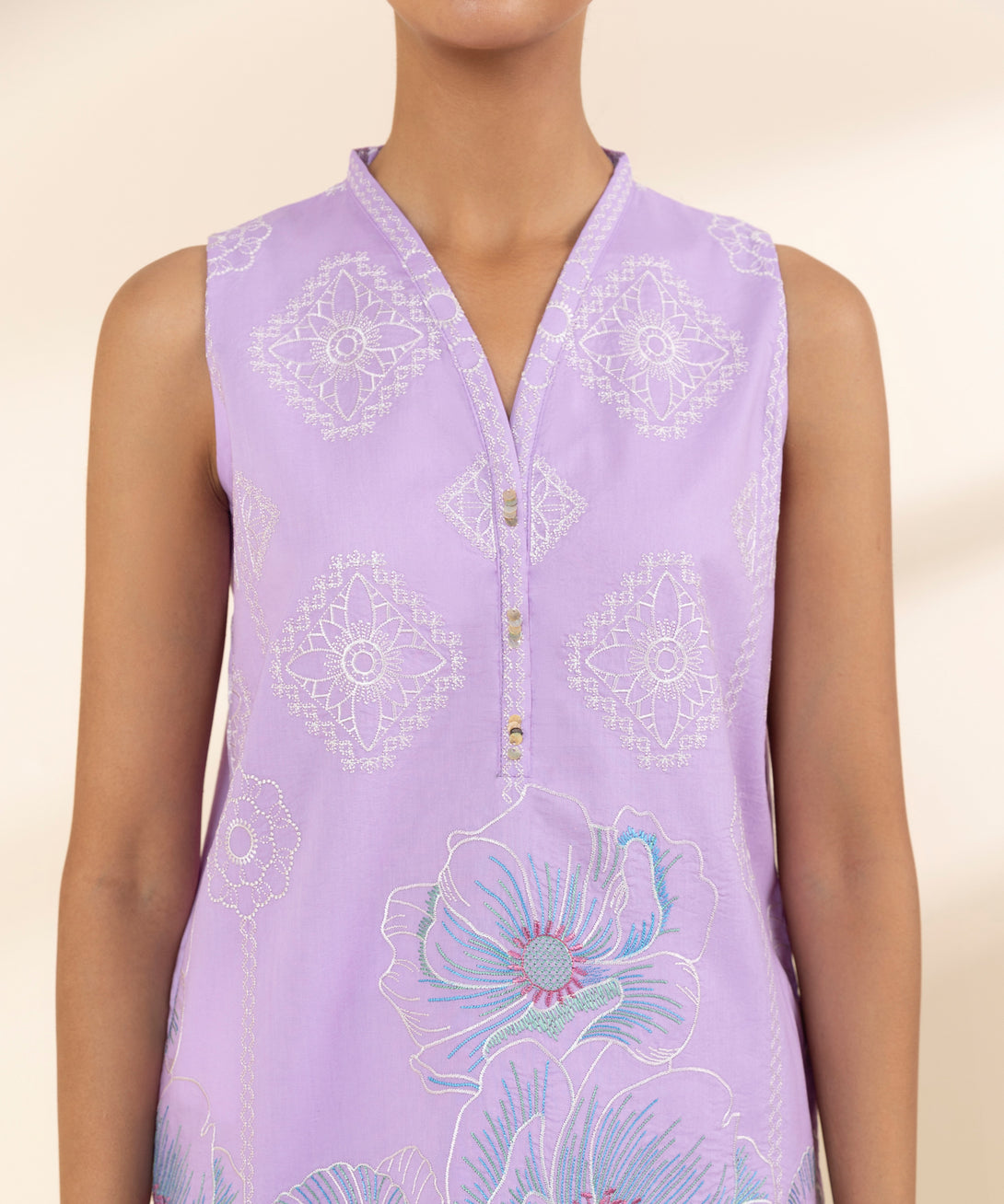 Women's Unstitched Lawn Embroidered Purple 3 Piece Suit