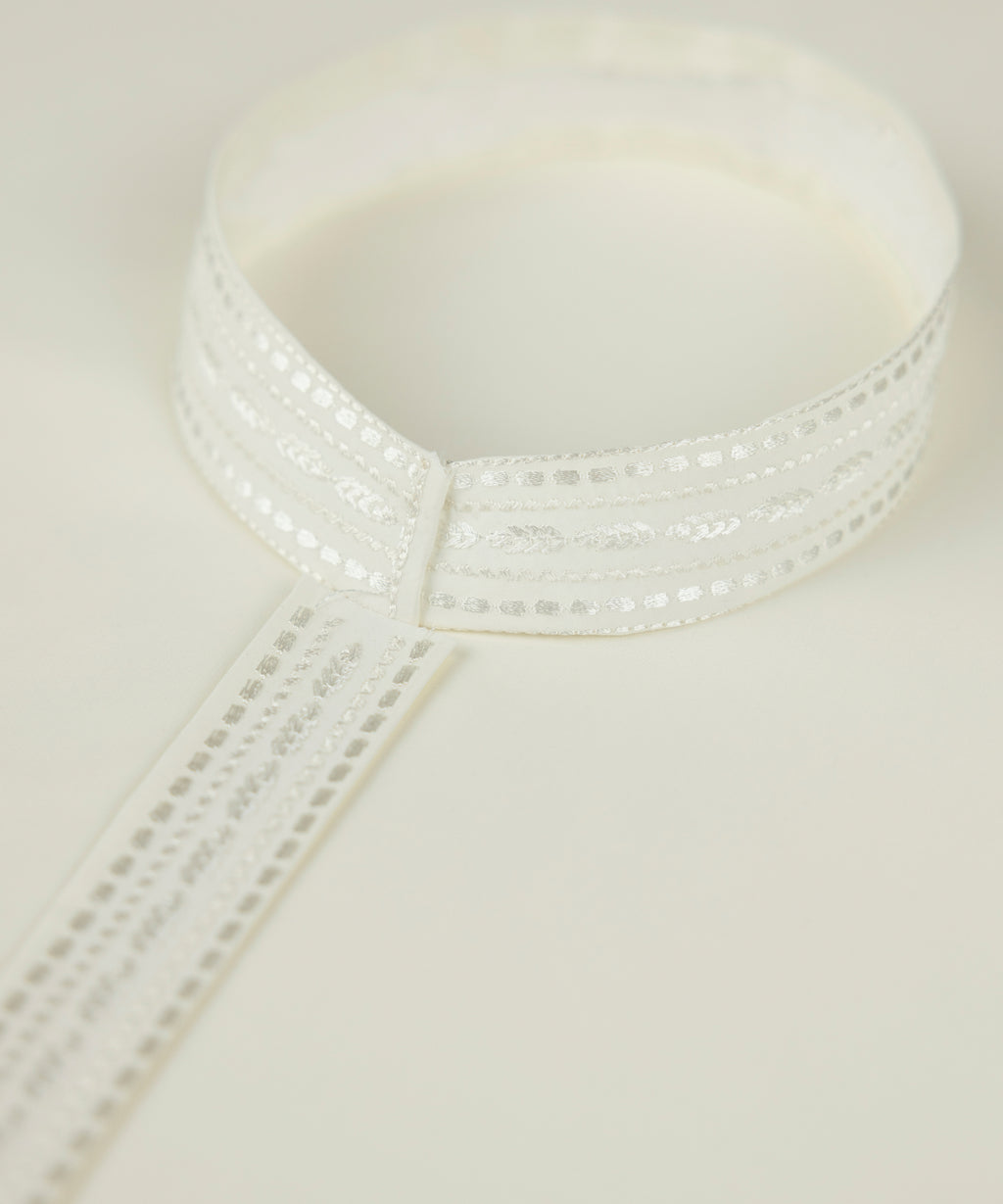 Men Unstitched Blended Off-White Full Suit Fabric
