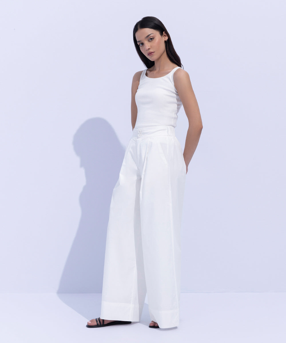 Women's Western Wear White Trousers