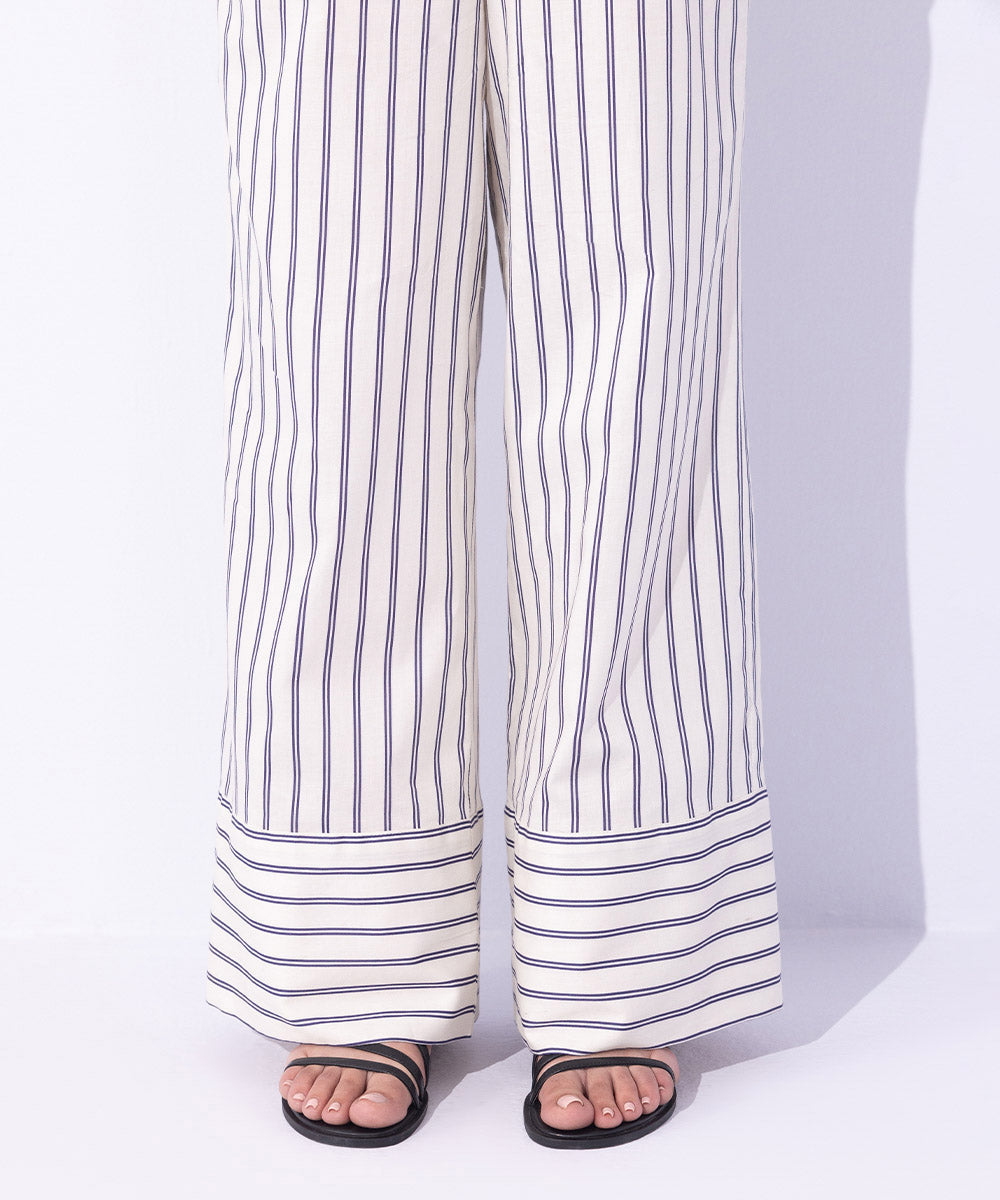 Women's Western Wear White Striped Trousers