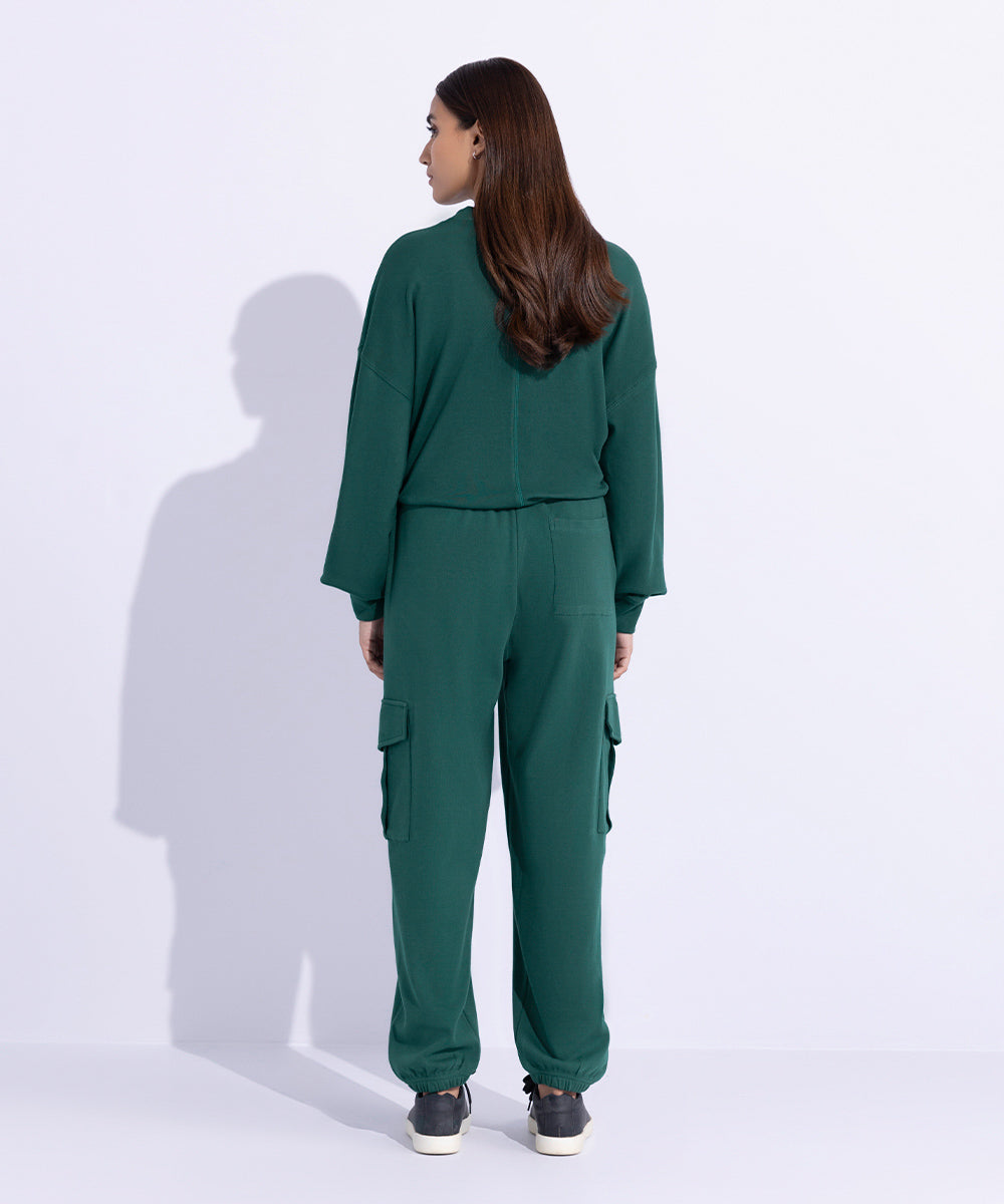 Women's Western Wear Green Jogger Trousers With Cargo Pockets