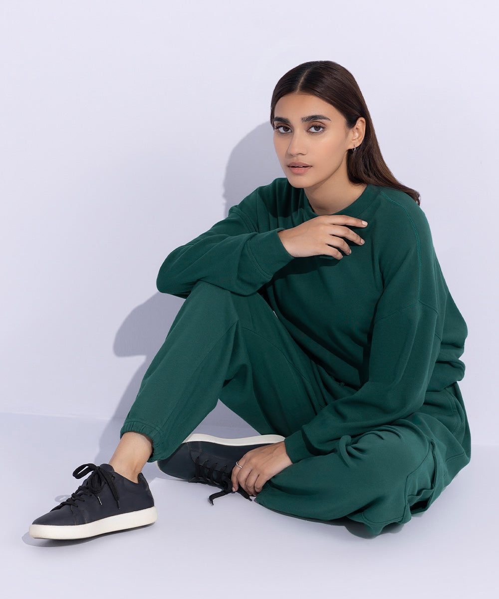 Women's Western Wear Green Jogger Trousers With Cargo Pockets