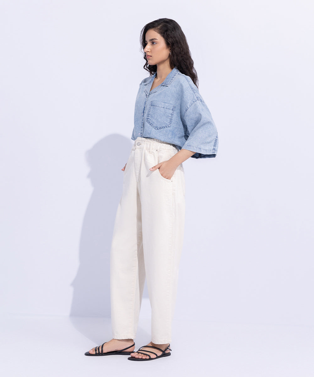 Women's Western Wear Beige Trousers