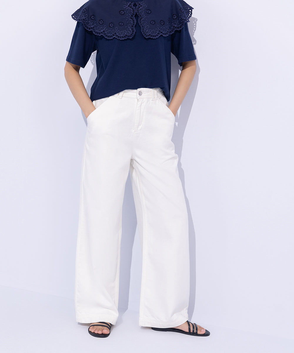 Women's Western Wear White Trousers