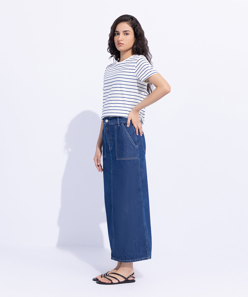 Women's Western Wear Blue Skirt