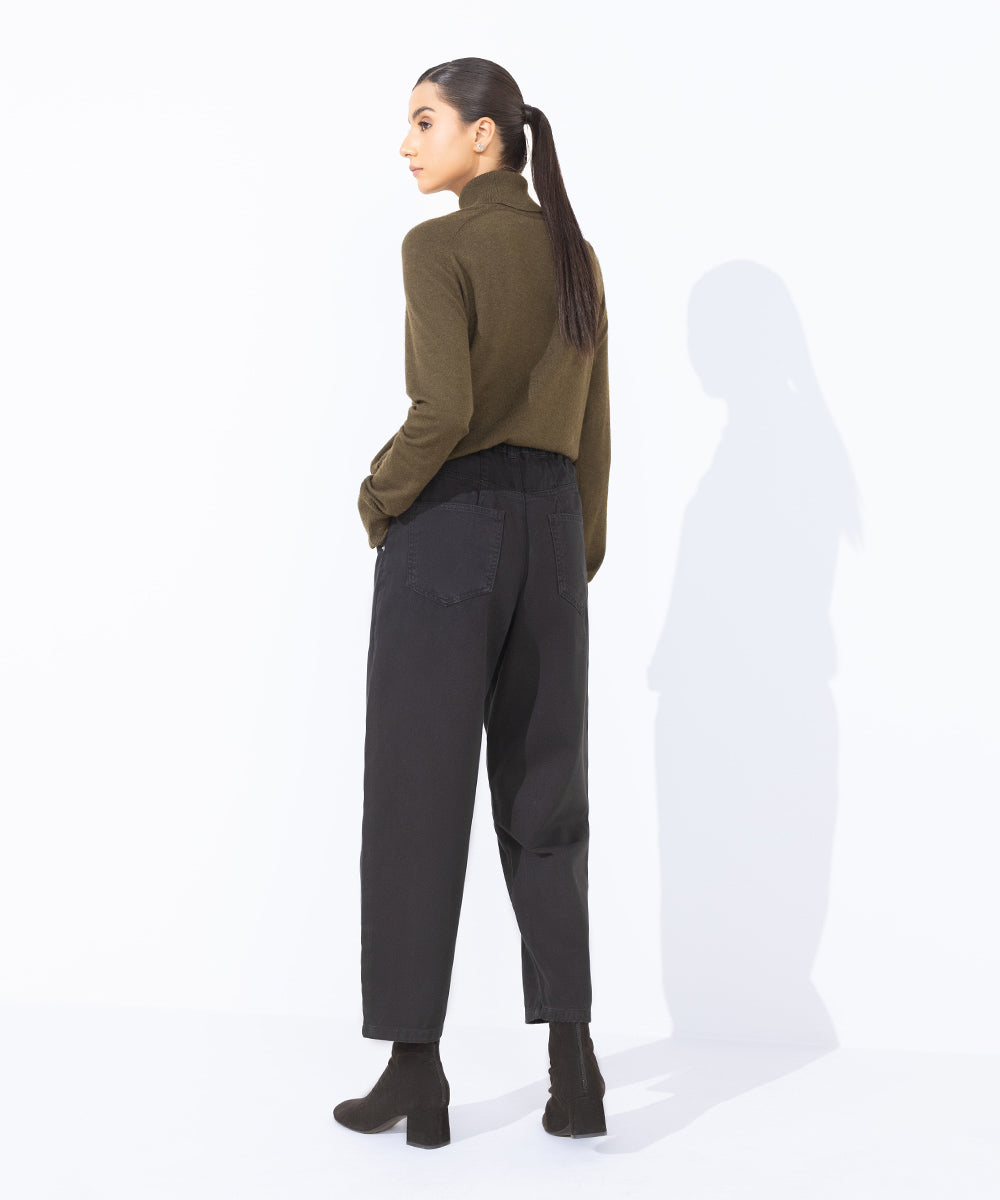 Women's Black Twill Slouchy Trousers