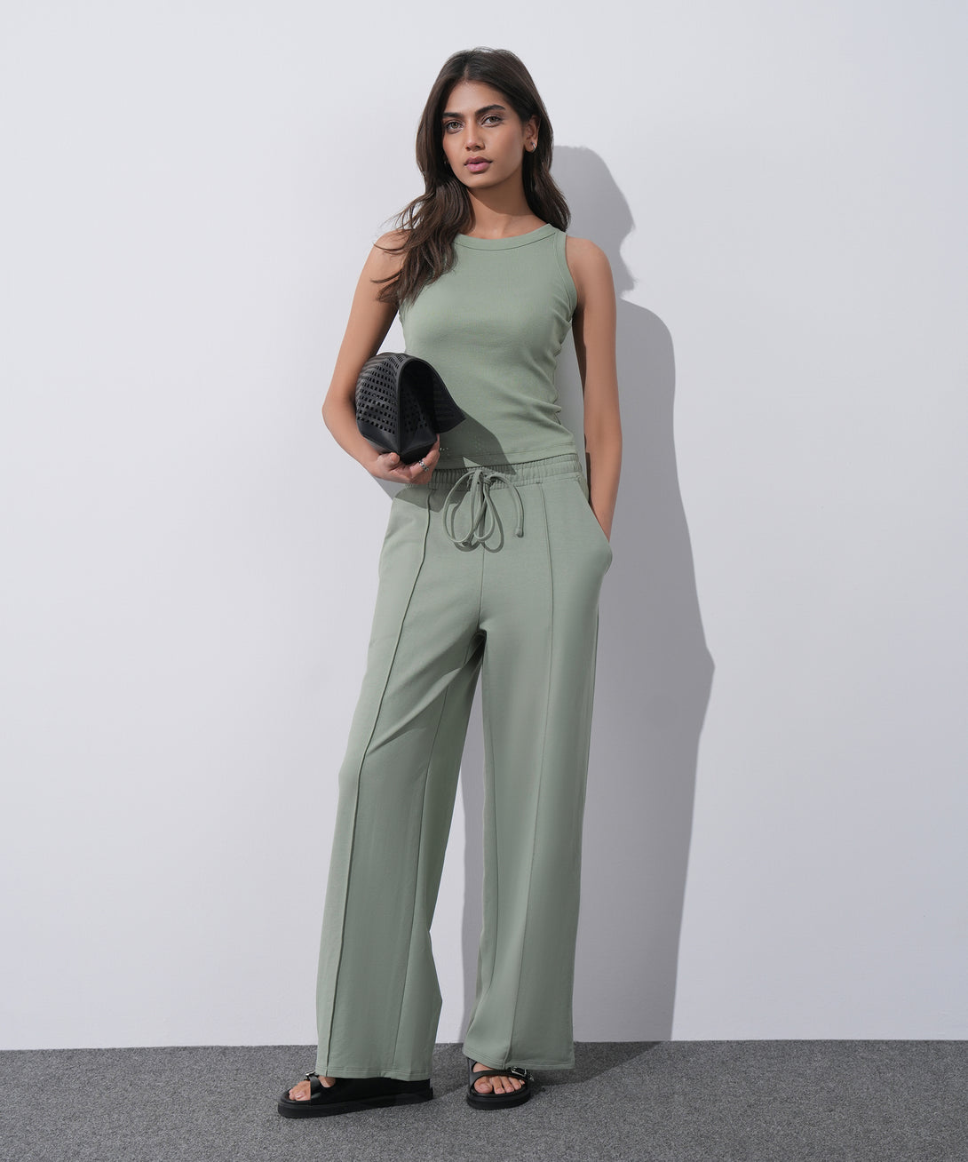 Women's Western Wear Green Pull On Summer Terry Trousers