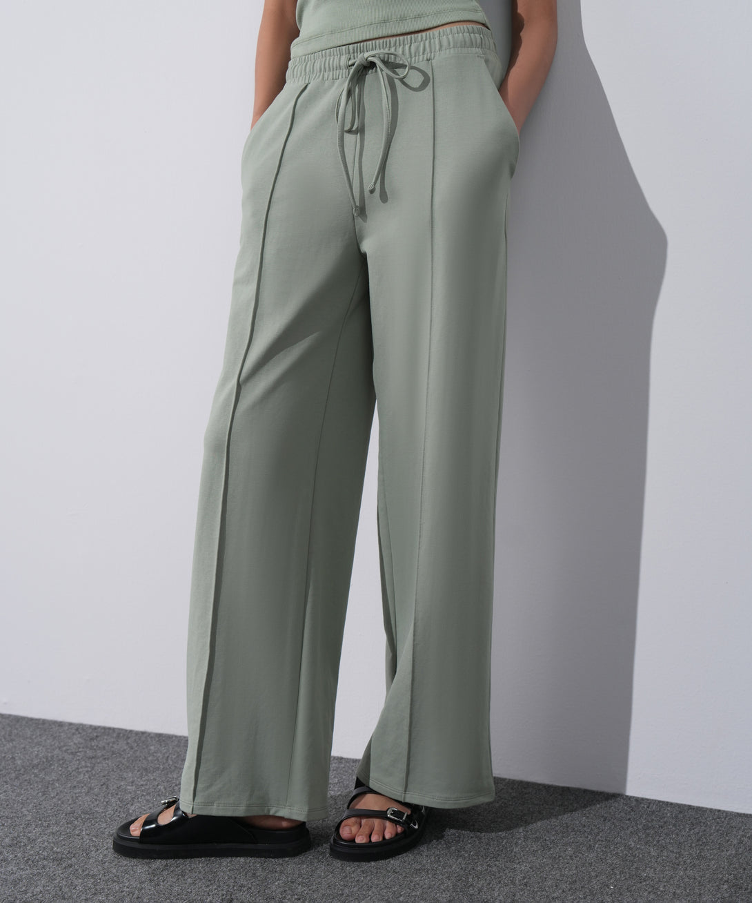 Women's Western Wear Green Pull On Summer Terry Trousers