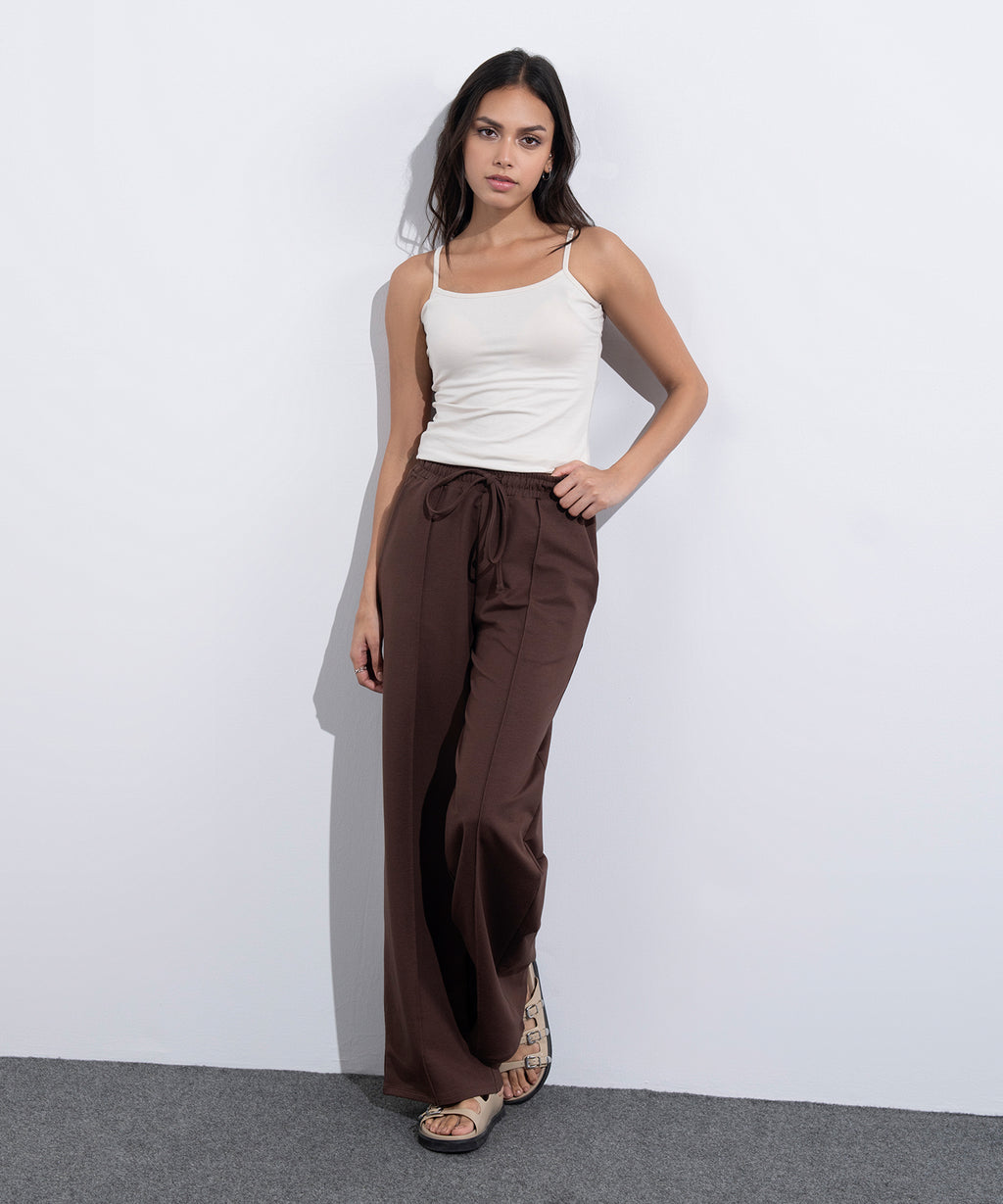 Women's Western Wear Brown Pull On Summer Terry Trousers