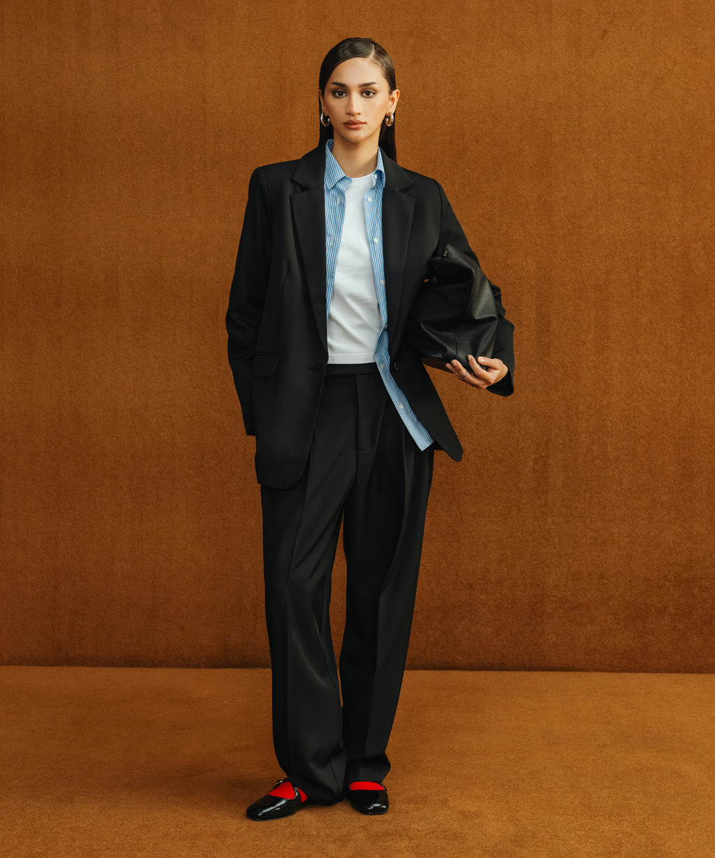 Women's Western Wear Black Slouchy Tailored Trousers