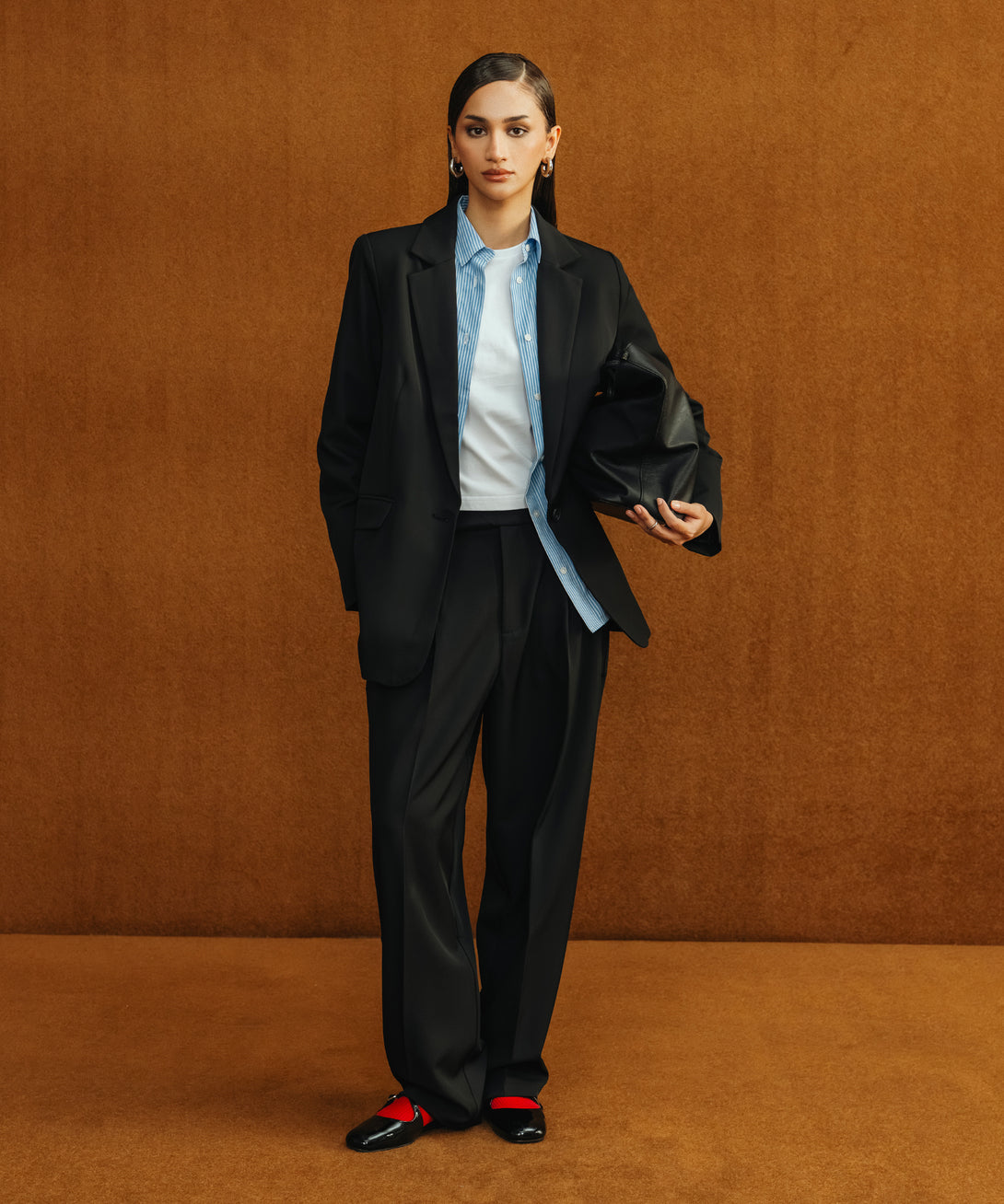 Women's Western Wear Black Slouchy Tailored Trousers