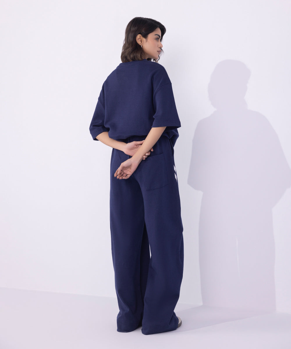 Women's Western Wear Blue Pull-On Barrel Trousers