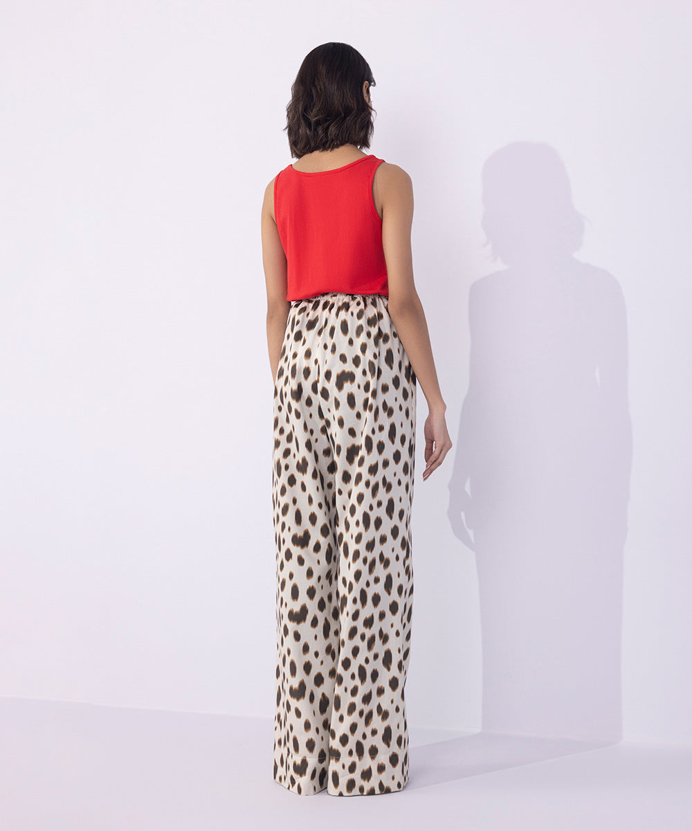 Women's Western Wear Multi Animal Print Wide-Leg Trousers